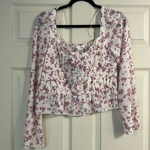Crop Long Sleeve Floral Top